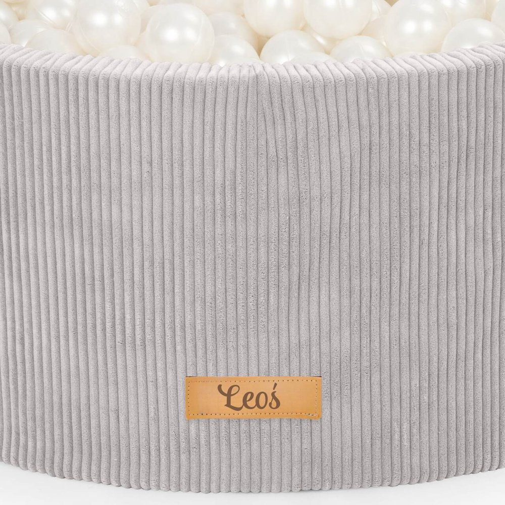 Personalizuotas putplasčio kamuoliukų baseinas iš pilko velveto, 200 kamuoliukų komplekte