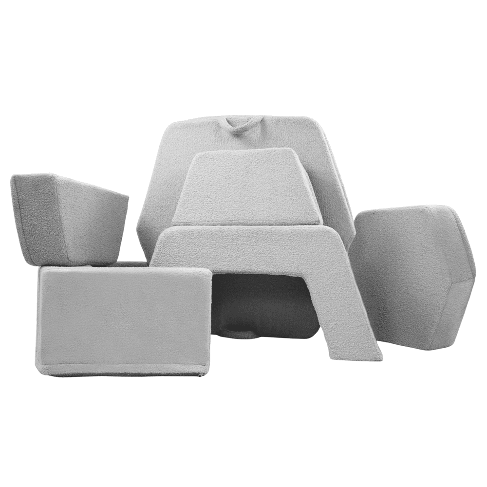 Pritaikoma putplasčio žaidimų aikštelė vaikams - modulinis Montessori rinkinys, pilka ėriena - Image 5