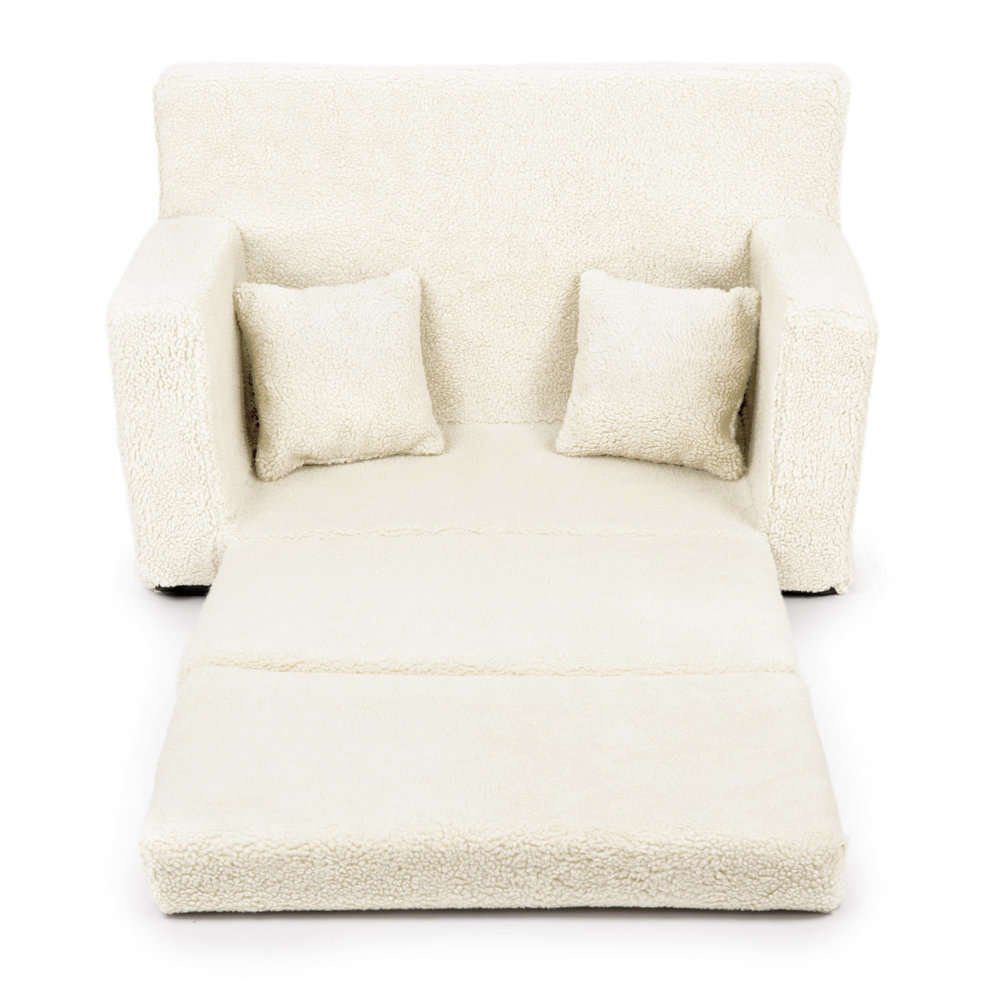 Sulankstoma personalizuota vaikiška putplasčio sofa, šviesios ėriuko spalvos