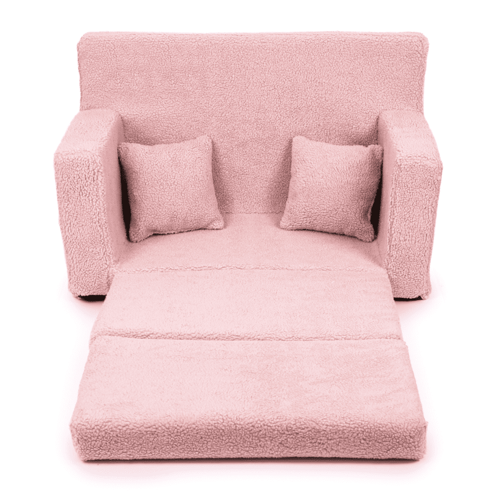 Sulankstoma personalizuota vaikiška putplasčio sofa, ėriuko rožinė