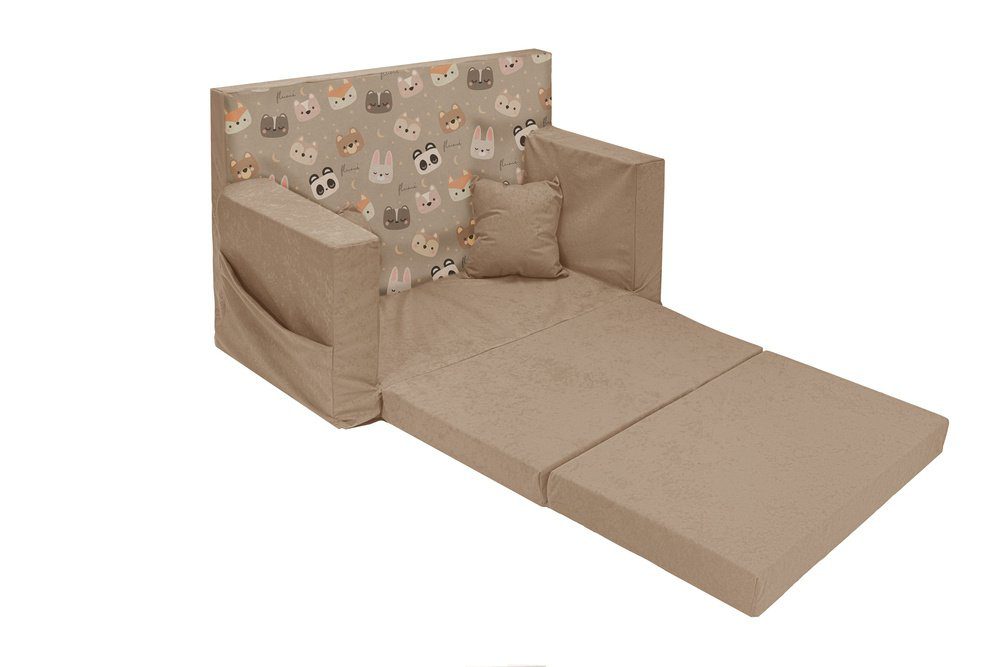 Sulankstoma personalizuota vaikiška putplasčio sofa, smėlio spalvos + meškiukai - Image 7