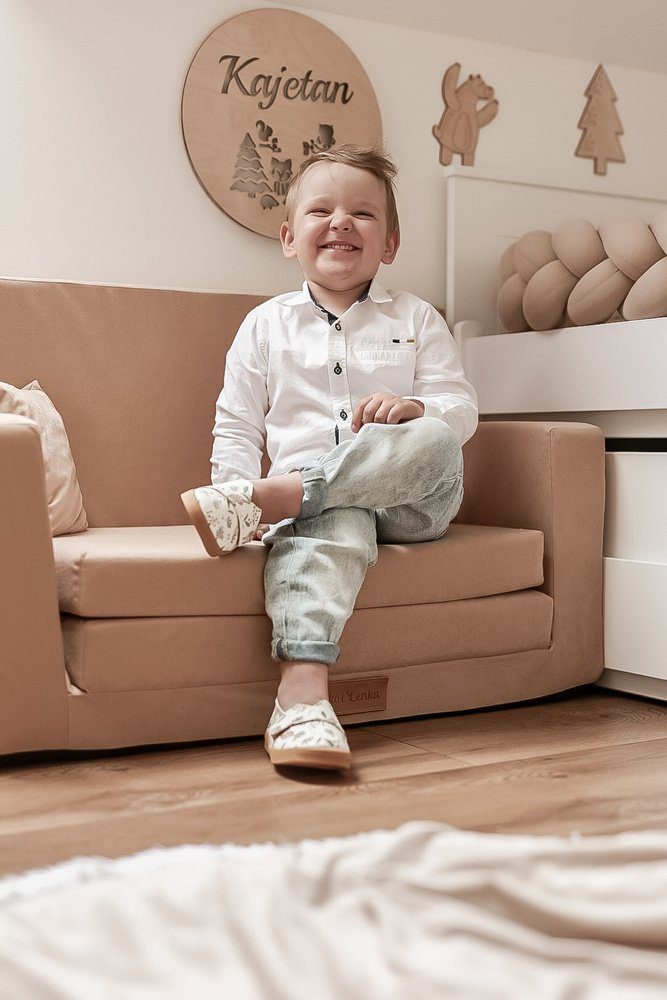 Sulankstoma personalizuota vaikiška putplasčio sofa, smėlio spalvos + meškiukai - Image 4