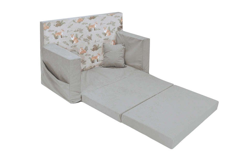 Sulankstoma personalizuota vaikų sofa iš putplasčio, pilkasis elnias