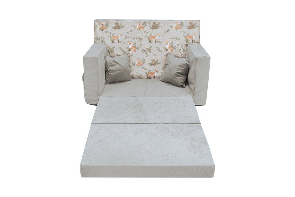 Sulankstoma personalizuota vaikų sofa iš putplasčio, pilkasis elnias