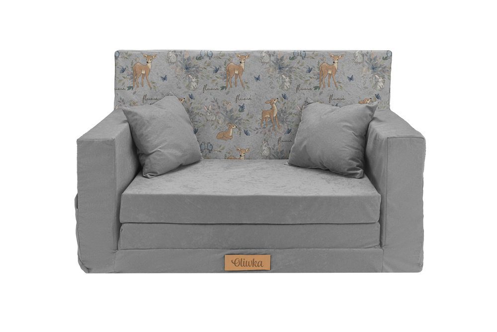 pol pl Rozkladana personalizowana sofa piankowa dziecieca szara sarenki 56865 1