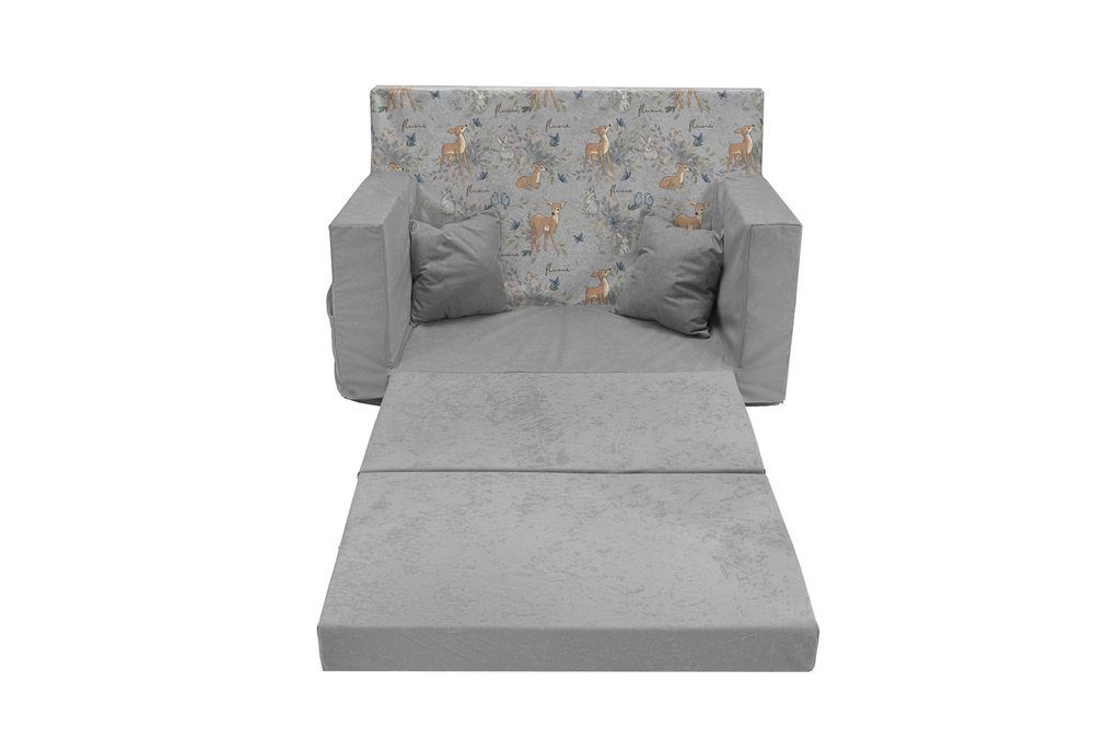 Sulankstoma personalizuota vaikiška putplasčio sofa, pilka + elniai - Image 6
