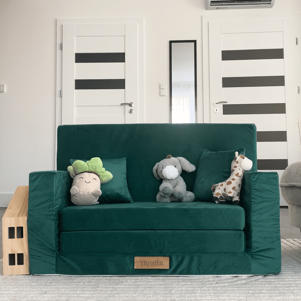 Vaikiška sofa-lova iš putplasčio, ŽALIA