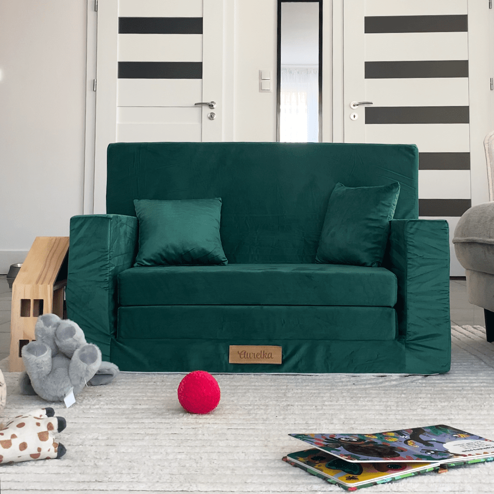 Vaikiška sofa-lova iš putplasčio, ŽALIA